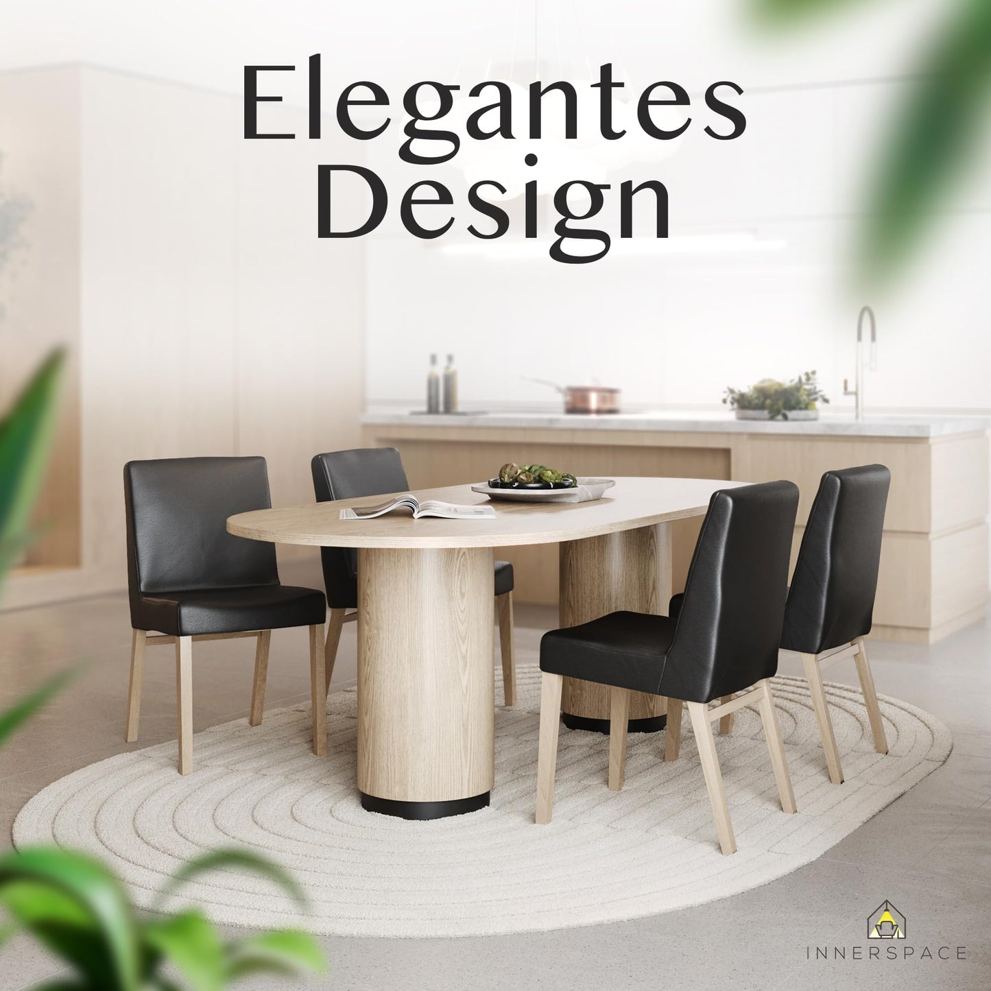 Innerspace chair covers set of 4 in black | opaque, water-repellent, elastic chair covers for children & pets | chair covers for cantilever chairs - choose set now!