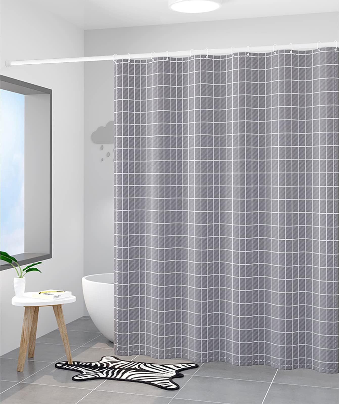 GOLDION Curtain Rod Multi-functional Telescopic Rod without Drilling 110-310cm Matte White Extendable Clamp Curtain Rod - Extra Long Telescopic Rod - for Room Divider, Curtain, and Balcony
