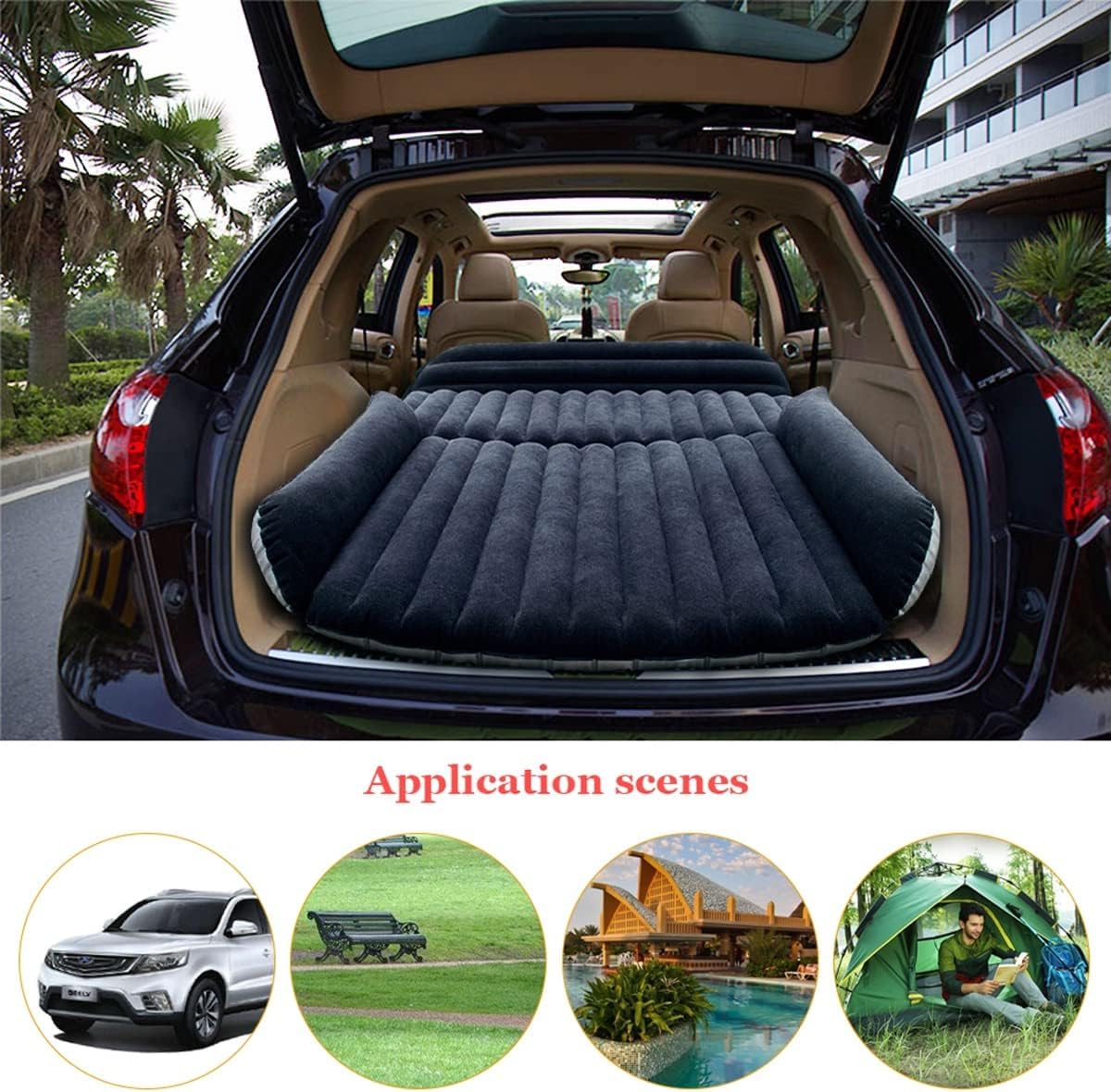 HAOYAO Car Mattress, Car Air Mattress with Air Pump Thicker SUV Air Mattress Inflatable Bed for Outdoor Camping Traveling