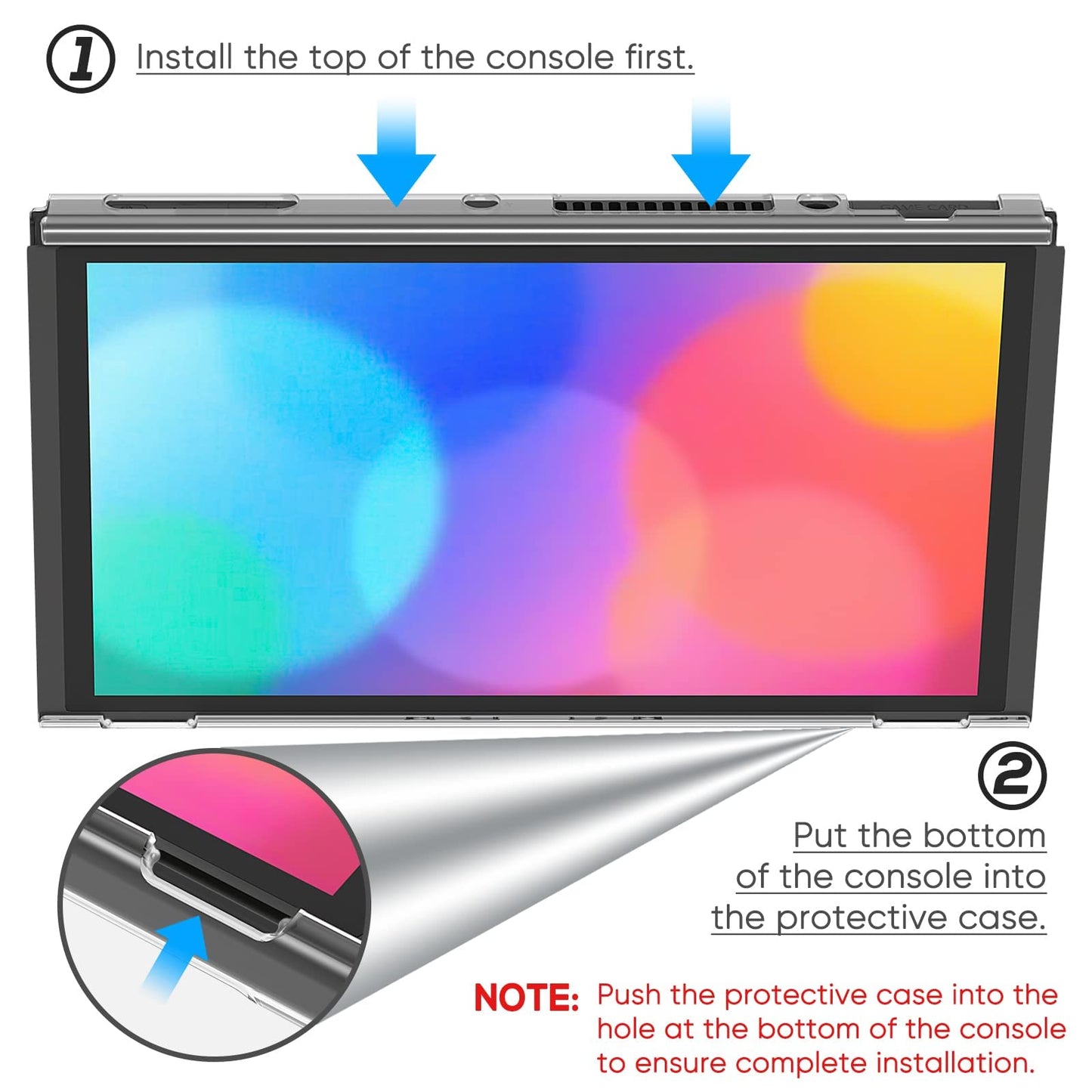 Accessory compatible with Nintendo Switch OLED model, carrying case, dock charger for controllers, adjustable game stand, screen protector, protective case, game cartridge.
