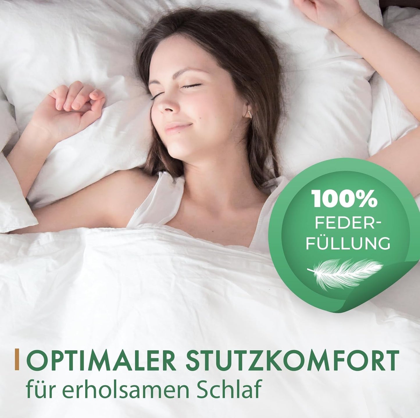 Pillow with feather filling Made in Germany - 100% feather fill - Feather pillow with cotton cover - Ökotex certified - Fill pillow for restful sleep - Pillow 40x80 2 pack