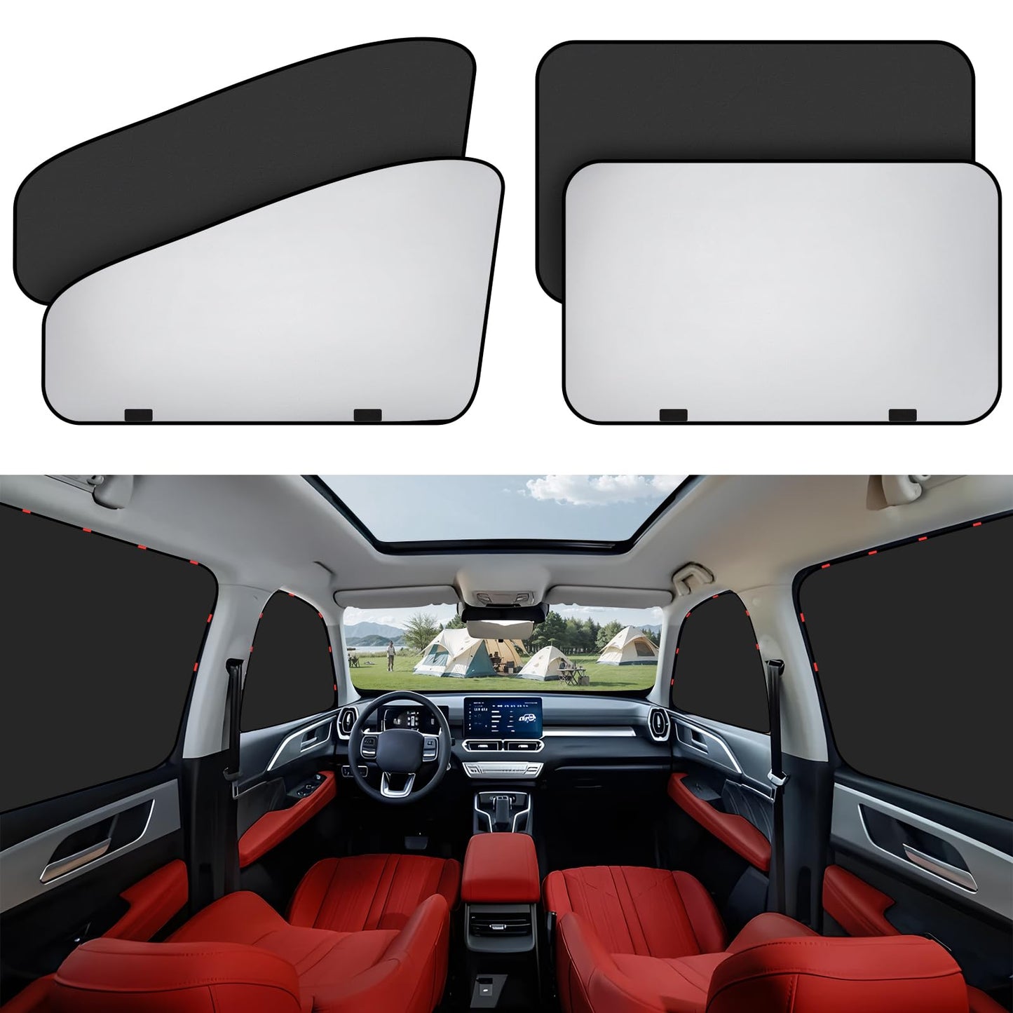 XCBYT Car Sun Shade Side Window Magnetic,4 Pieces Privacy Car Window Sunshade,Car Sun Shade Baby,UV Protection Heat Insulation Car Darkening,More Magnets (TY04S)