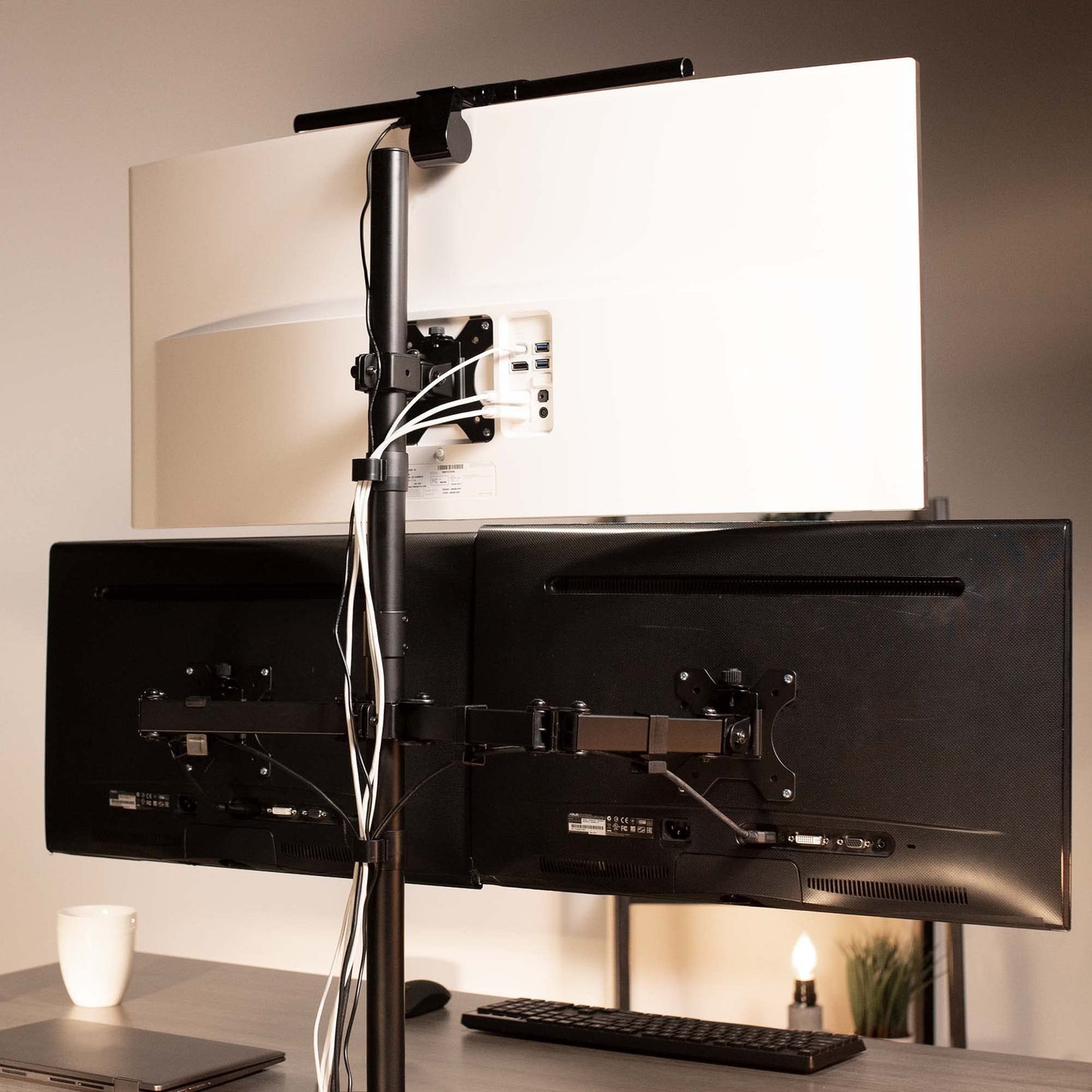 VIVO Triple LCD Monitor Desk Mount Heavy Duty Stand & fully adjustable 3 screen up to 27" (Stand-v003t)