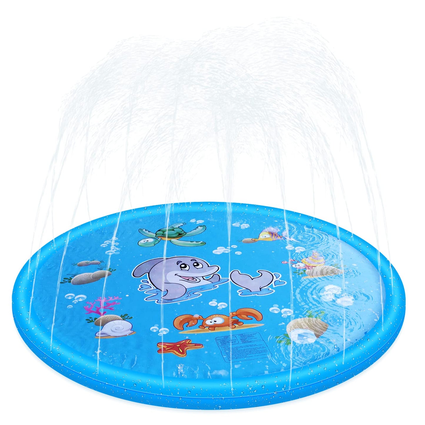 Anpro 170CM Splash Pad, Sprinkler Water Play Mat Splash Play Mat with 15 Anti-Slip Strips, Summer Garden Water Toy for Baby, Kids, Dogs, and Pets.