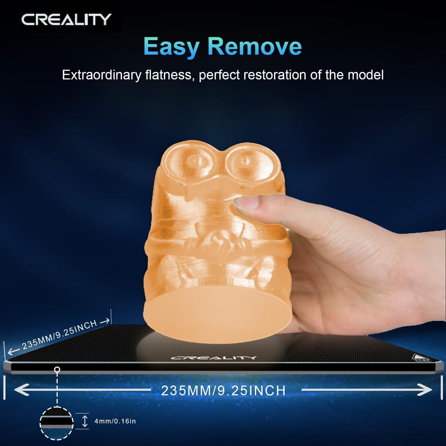 Creality Official Ender 3 Glass Bed, upgraded, high hardness, durable glass platform for 3D printers, tempered glass build plate for Ender 3 Pro, Ender 5, Ender 5 Pro, Ender 3 V2, 235 x 235 x 4 mm