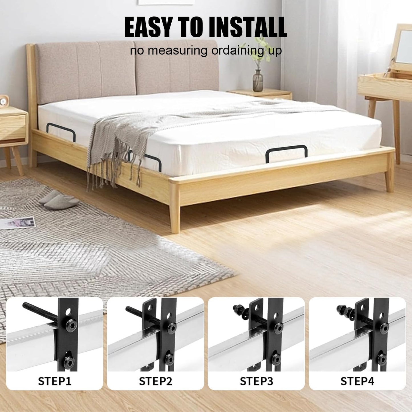 4 pieces of mattress clamps, Non-slip mattress holder, Adjustable mattress stabilizers, Prevent mattress from slipping, for solid bed panels, tatami platform beds, flush beds.