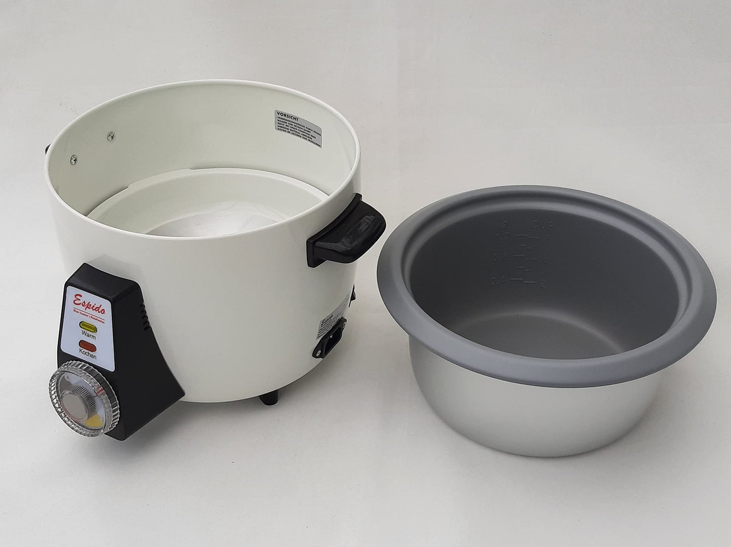 Persian rice cooker with Tahdig rice cake Tadig rice crust (3-5 people - 1.2 L - 500 Watts - RCG30T), Exterior: White/Pot: Grey