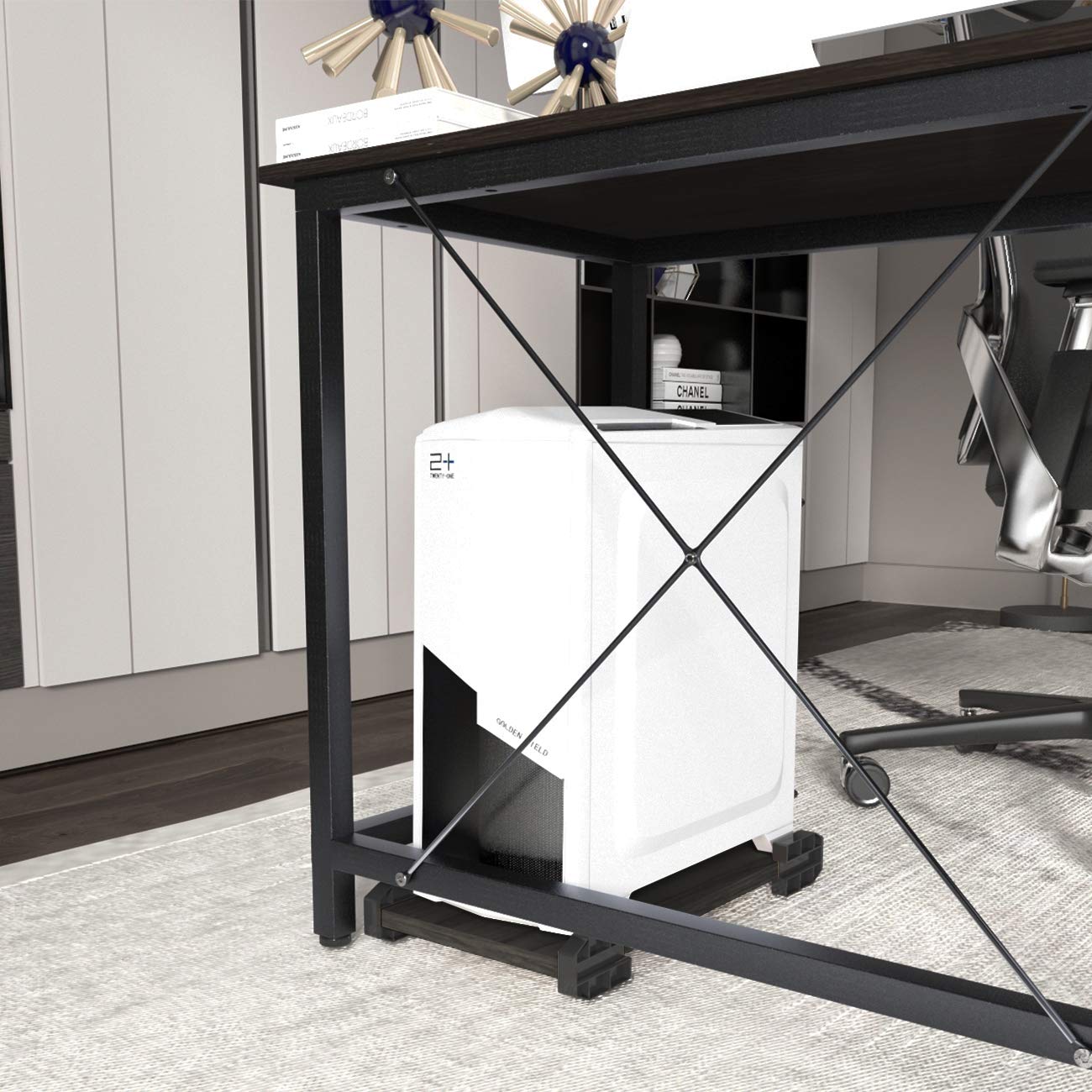 Corner desk computer desk gaming table with L-shape corner desk large gaming desk office desk corner table work desk PC laptop study table, 150 cm + 150 cm, Dark Brown