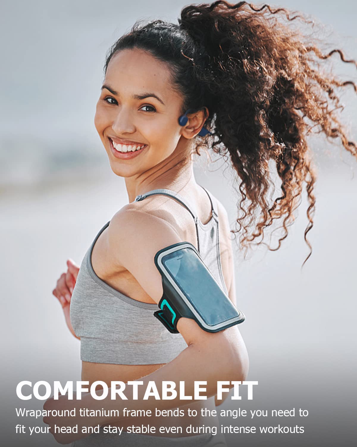 SANOTO bone conduction headphones, open ear headphones Bluetooth 5.3 wireless IPX7 waterproof sweatproof sports headphones for runners, cyclists, and fitness.