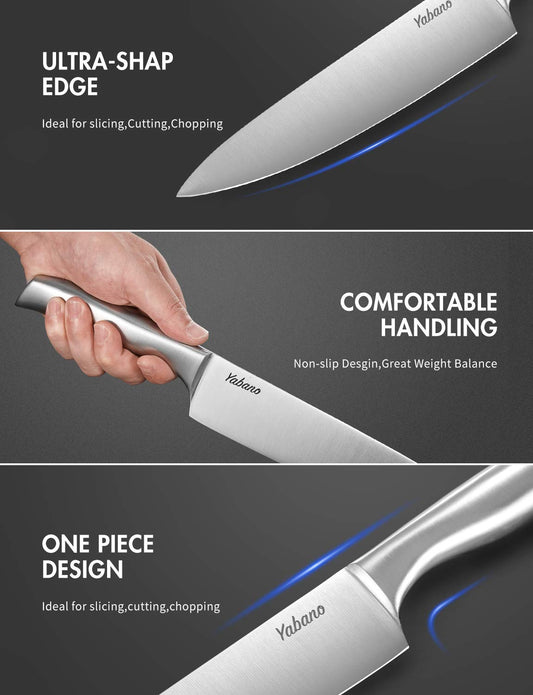 Yabano Knife Block Professional Knife Set, 16-Piece Stainless Steel Kitchen Knife Set with Wood Block, Knife Set, Knife, Black