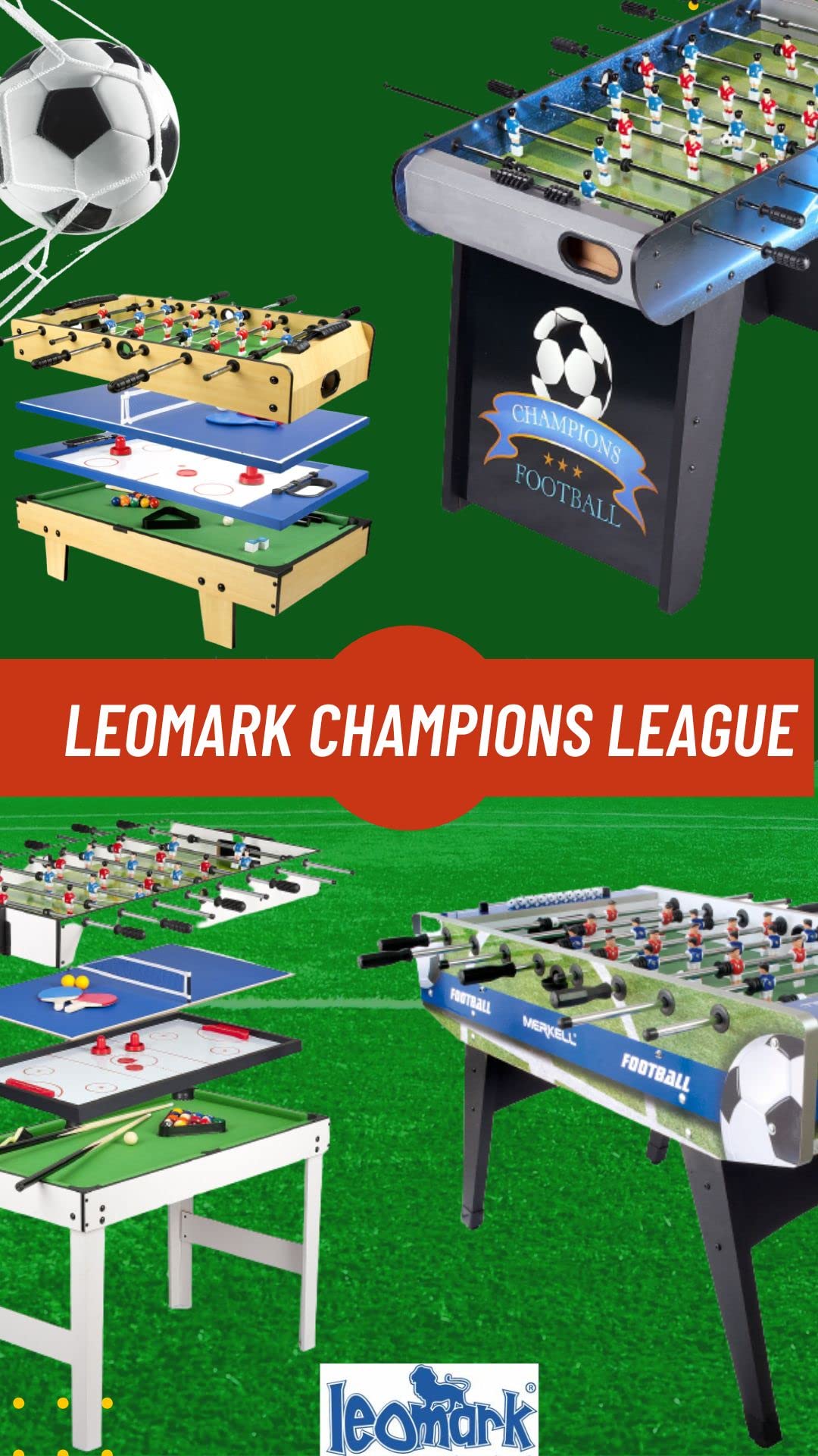Leomark Table Soccer - SMART Sport - Foosball Table for Kids, Table Soccer with Accessories, Foldable, Suitable for Parties and Game Rooms, Ages 8+