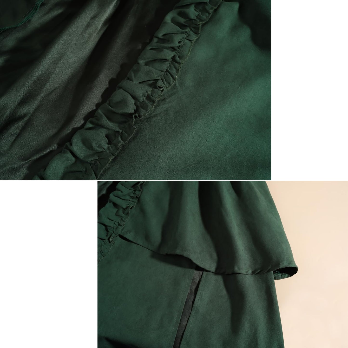 Fiamll Medieval Cloak Women Hooded Coat with Cuff Solid Color Trenchcoat Renaissance Vampire Cloak Gothic Cosplay Cape Carnival Costume Green S