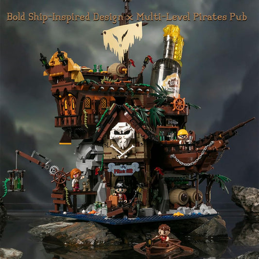 PANTASY Pirate Bar Building Set for Adults, Pirate Ship Model with Minifigures, Vintage Building Blocks for Collectors & Decor, Creative Gift for Men, Fans & Adult Brick Enthusiasts