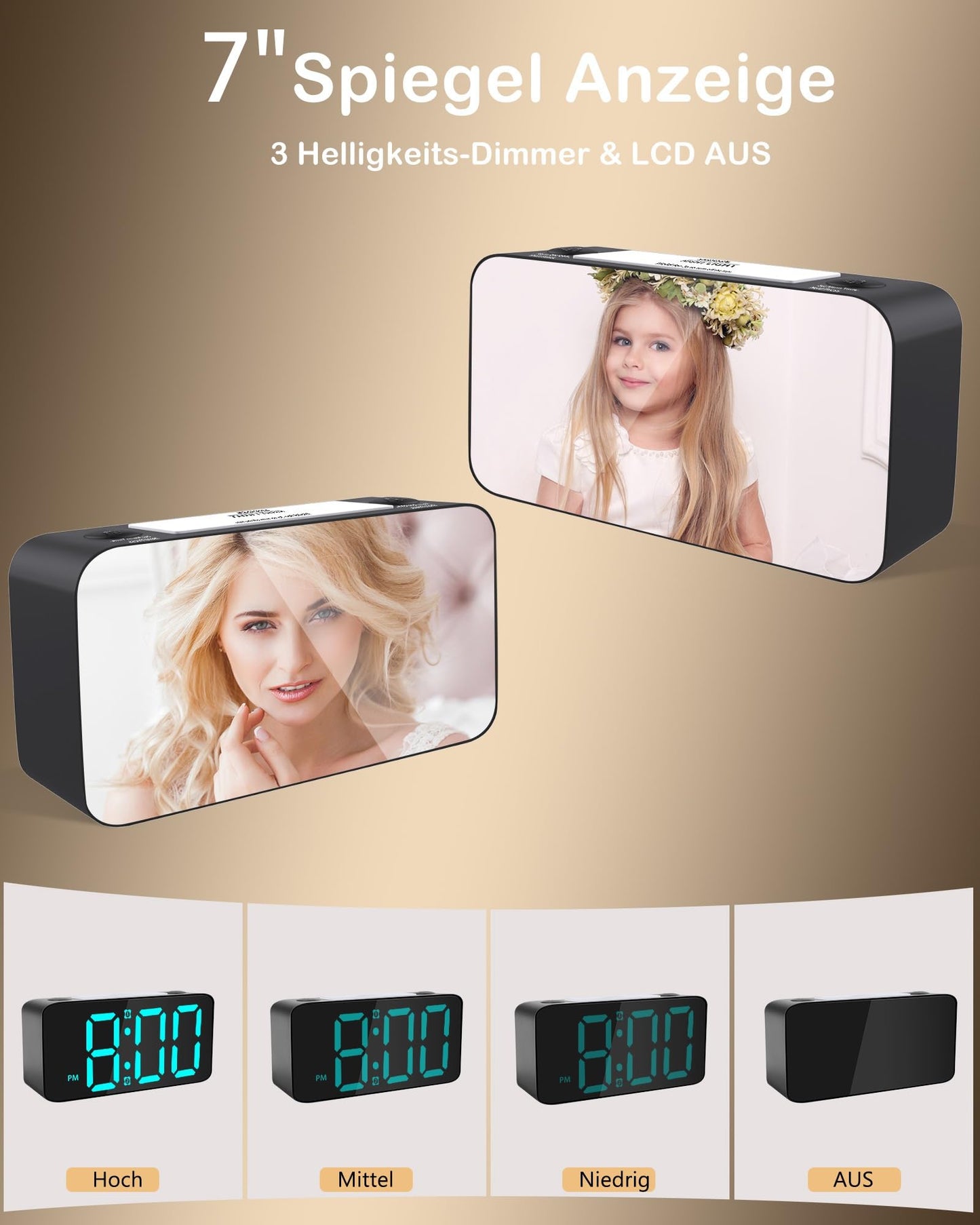 Extremely Loud Vibrating Alarm Clock Bed Shaker for Deaf/Hard of Hearing/Deep Sleepers, RGB Digital Clock for Kids Bedroom, Large Numbers/USB Charger/Nightlight/Auto Off Memory