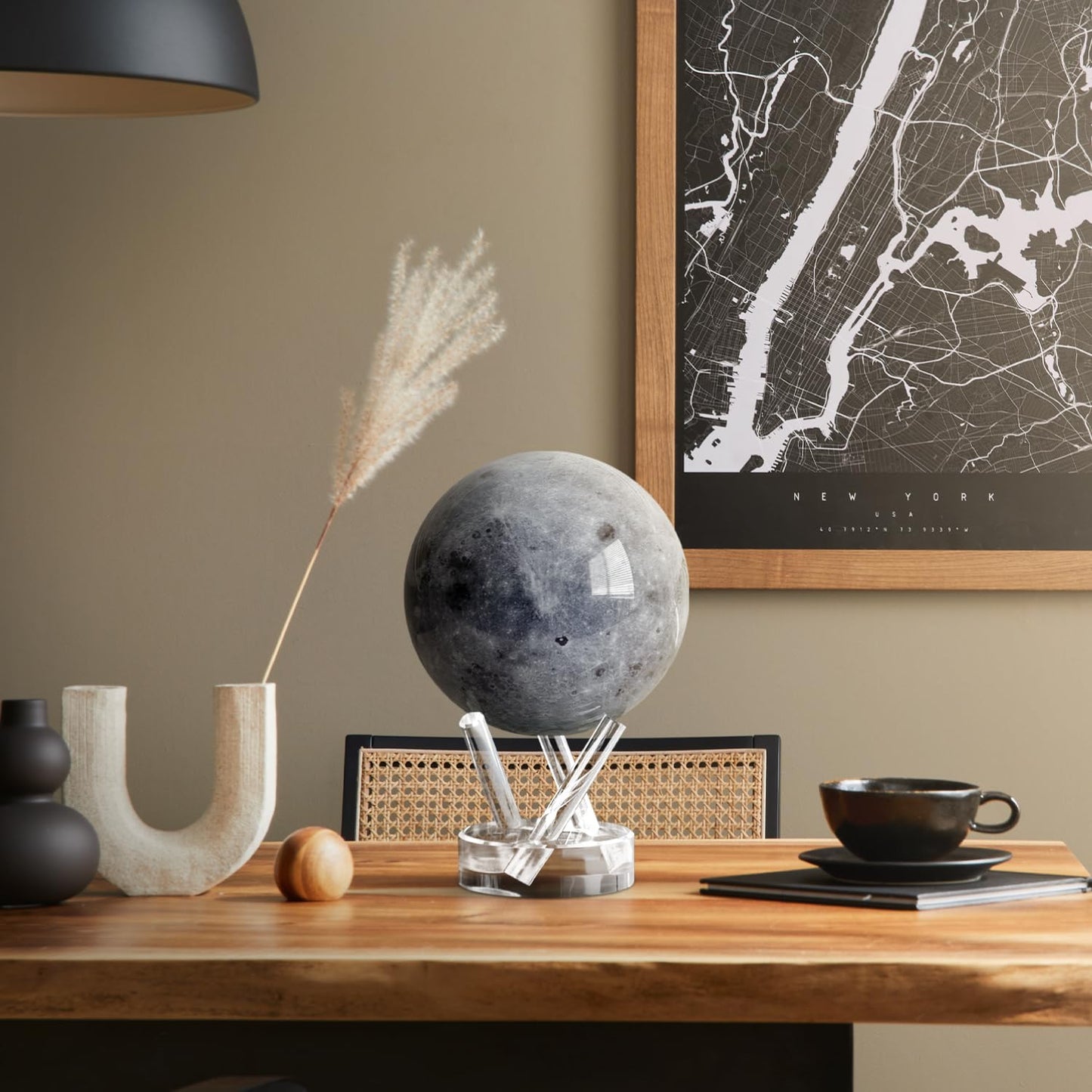 MOVA Globus Space Series Moon 4.5" with base, solar powered rotating globe, unique gift and home or desk decoration for men, women, kids
