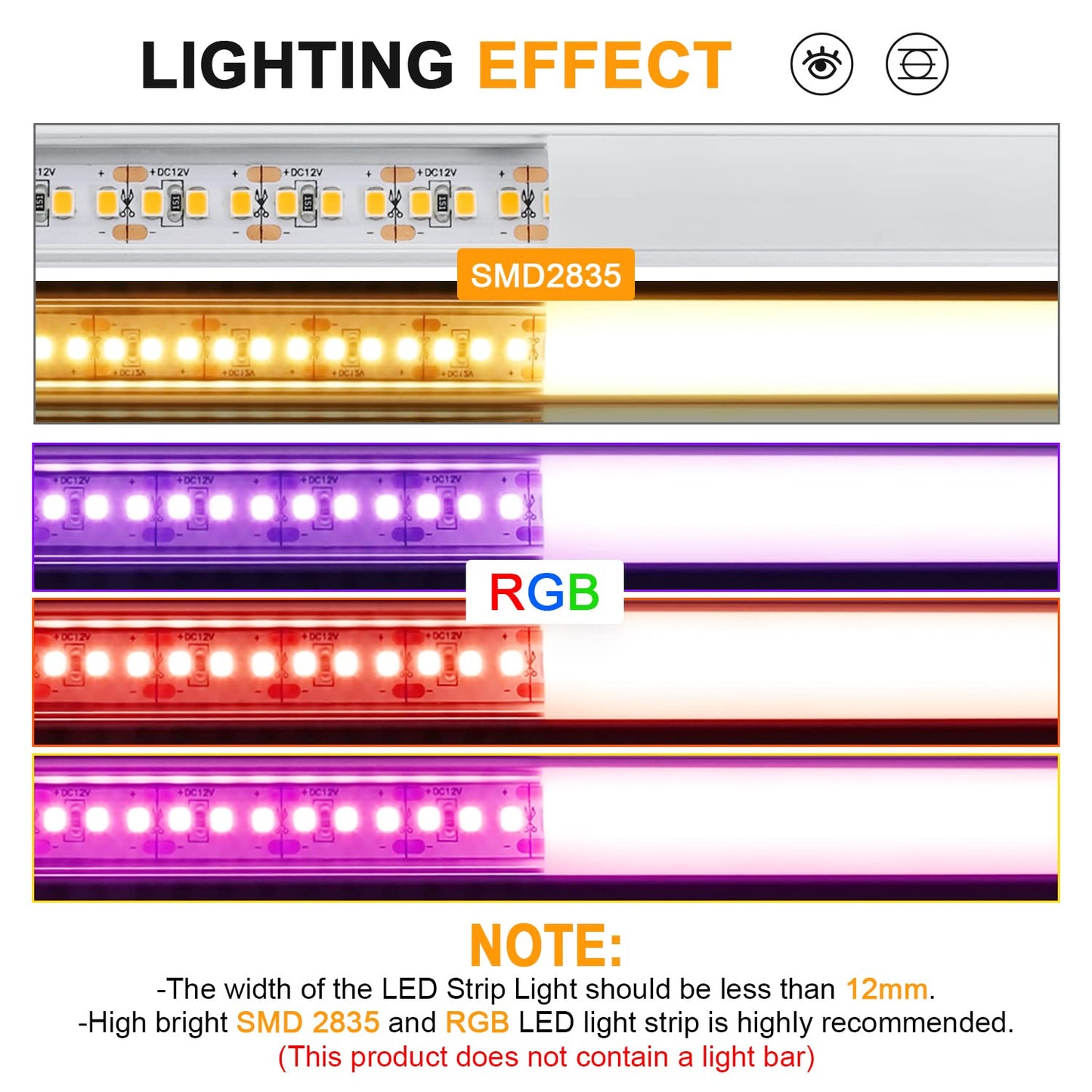 Angdarun LED profile, 12 pieces x 1M U-shape LED aluminum profile channel, for LED strip, with frosted white end caps, mounting clips, and corner connectors.
