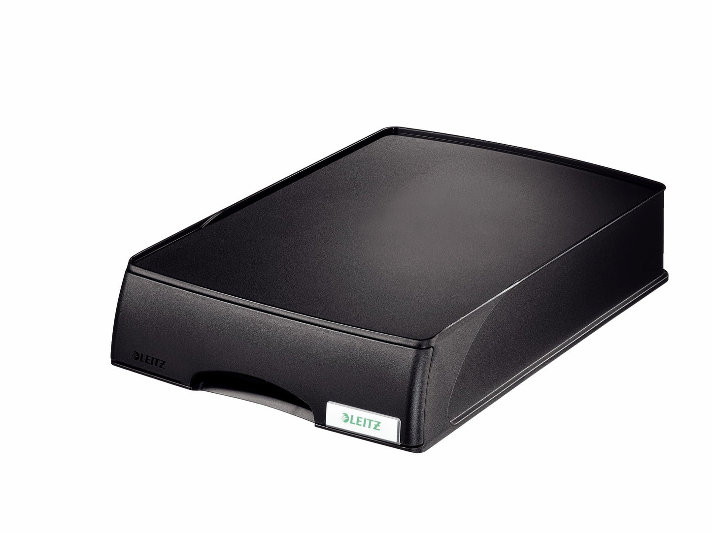 Leitz Set 2x Standard A4 Letter Tray + Letter Tray Drawer, Premium Quality Letter Tray, Stackable Desk Organizer, Compatible with Plus Series, Black, 52270095 + 52100095