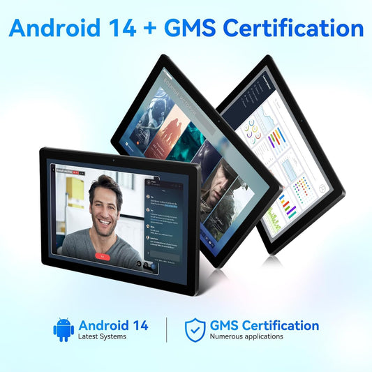 Freeski tablet 10 inch, Android 14 tablet PC, 8GB RAM+64GB ROM (1TB TF), Octa-Core 2.0 GHz, WiFi 6, Bluetooth 5.0, Widevine L1, 5MP+8MP, 5000mAh, Type-C (Black)