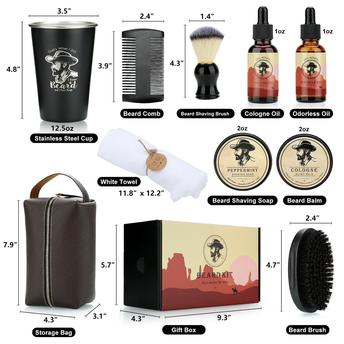 Beard grooming set for men, beard growth kit gifts for men dad, birthday gift for men, beard oil, beard brush, beard comb, beard balm, beard kit, gifts for men.