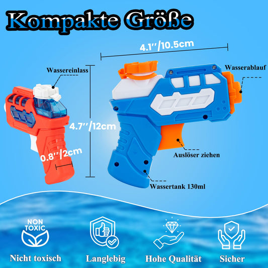 4-pack water gun for kids, small mini water pistols super water blaster water squirt gun outdoor water toy summer pool beach for boys/girls - gift package (red & blue)