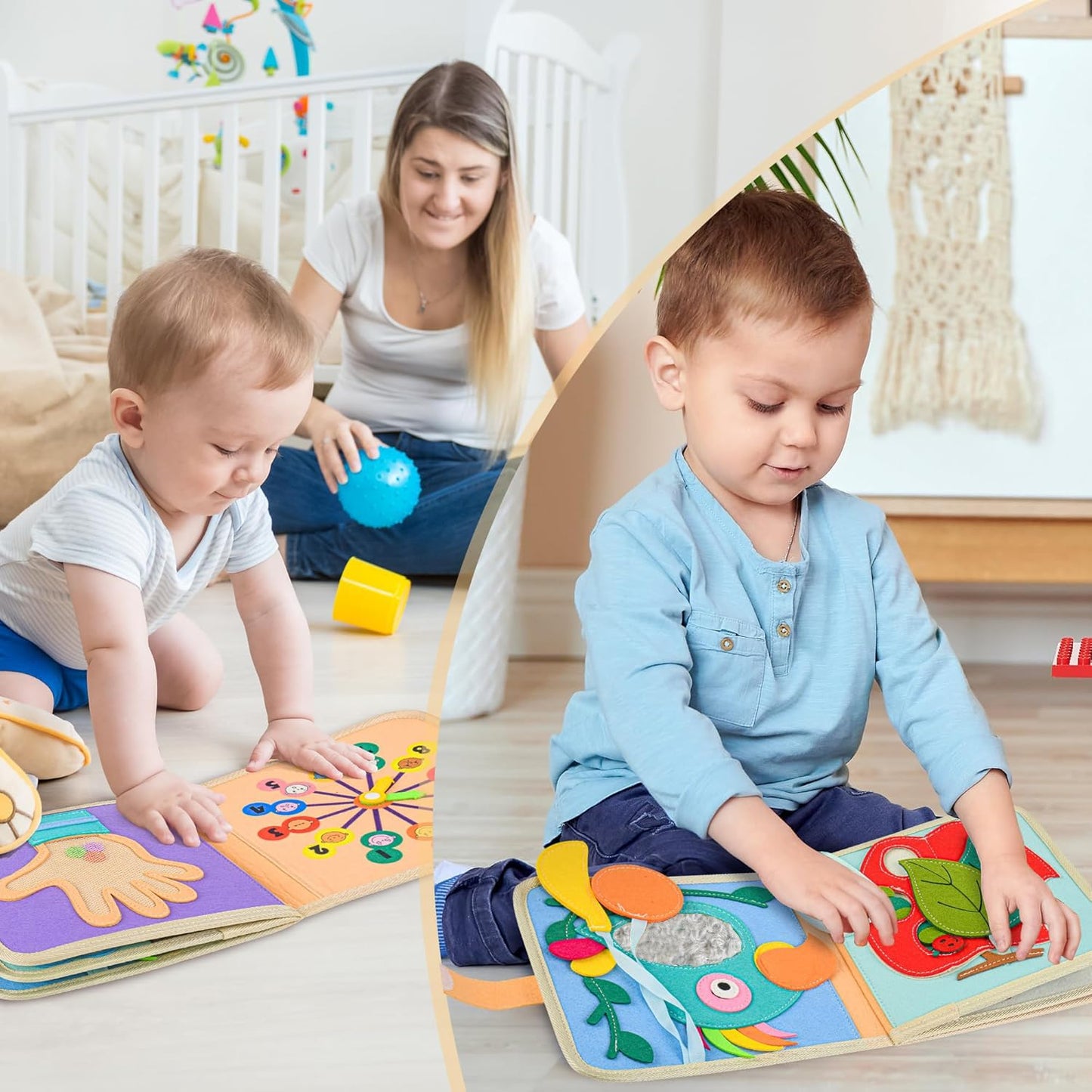 Quiet Book for 1 year and up | Fabric book for babies | Montessori felt book | Soft fabric baby books to learn life skills | 3D felt from 6 months to 5 years old | Gift for girls and boys.