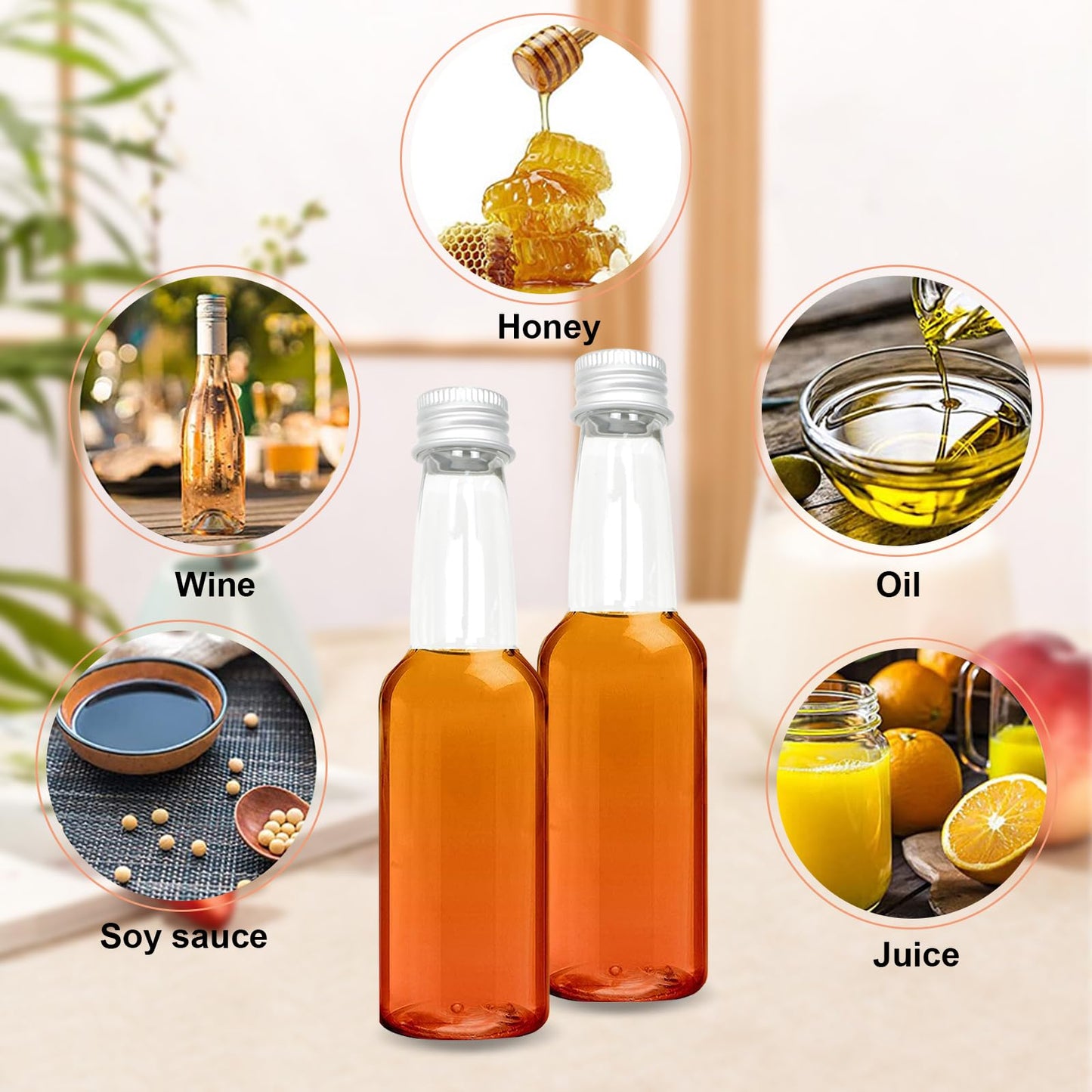 24 mini bottles, 100ml plastic bottles, empty small liquor bottles with funnel, miniature bottles with cap, alcohol bottles sauce bottles for weddings parties (gold cap)