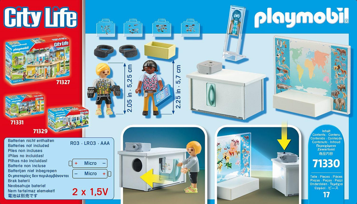 PLAYMOBIL City Life 71327 Large School with moving chalkboard, for ages 5+ & City Life 71330 Virtual Classroom with working projector