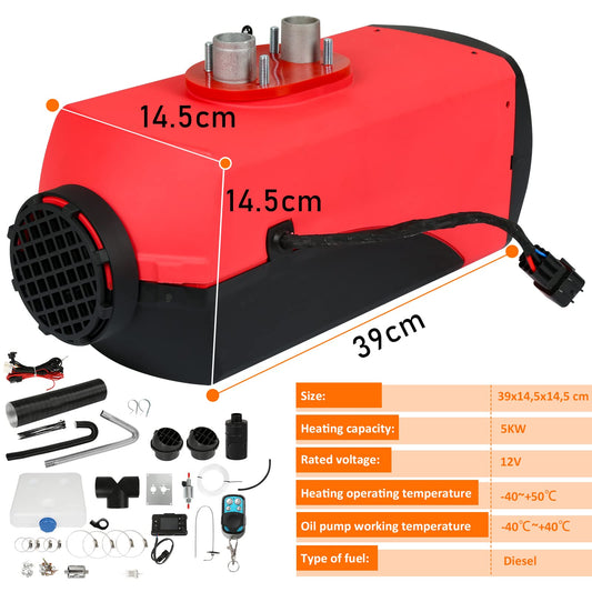 Ikodm 12V Diesel Air Heater 5KW Parking Heater Diesel, Air Diesel Heater, Diesel Air Heater, LCD Switch Air Diesel Heater for Car RV Boats Truck Automobiles Motorhome Bus