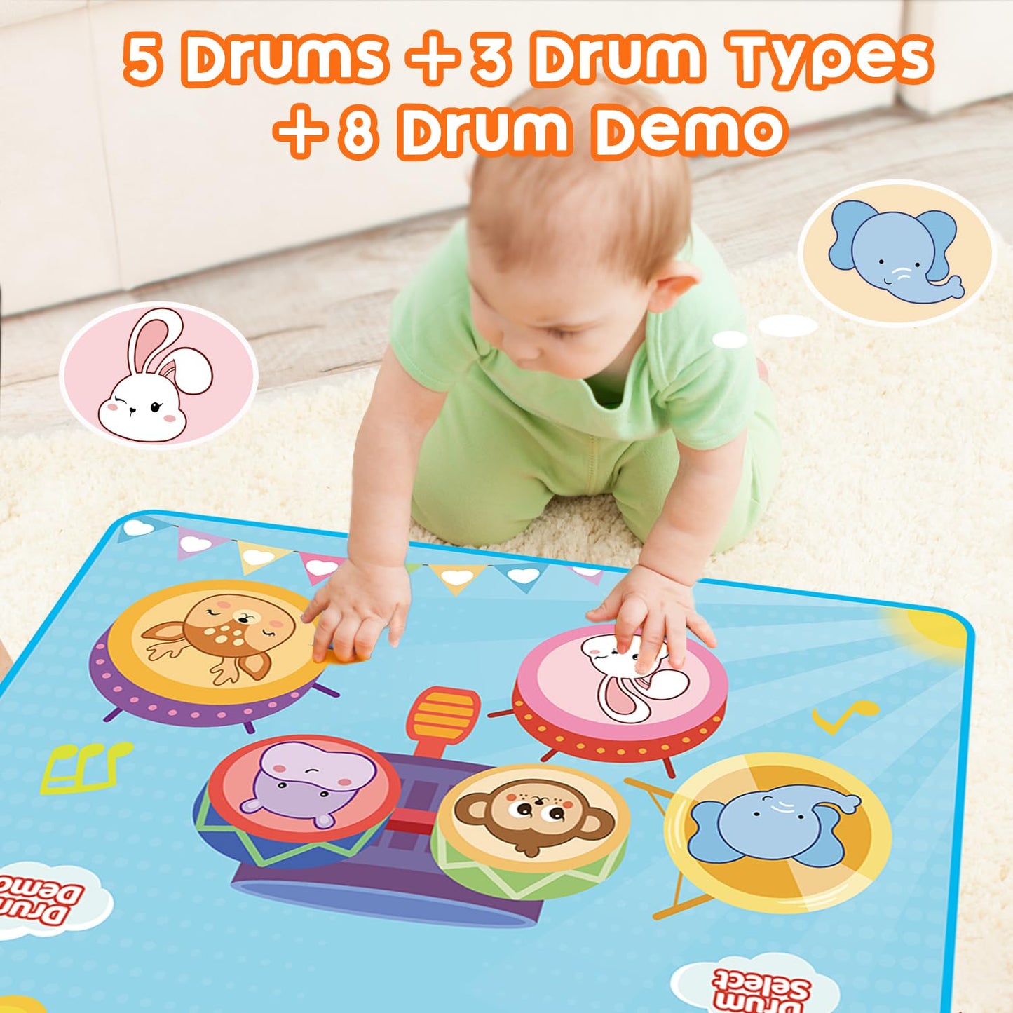 Lobyoh Baby Toys 1 Year, 2-in-1 Music Mat Piano Mat for Toddlers, Drum Toys, Educational Gifts for Boys Girls 1 2 3 4 5 Years