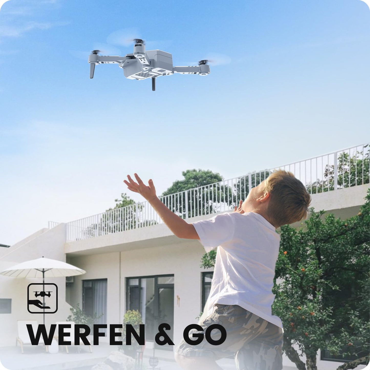 Holy Stone RC drone with 1080P camera for beginners, mini foldable quadcopter with FPV transmission, 3 batteries for long flight time, throw and go, tap-fly, gesture control. Great drone gift for kids, boys, and girls.