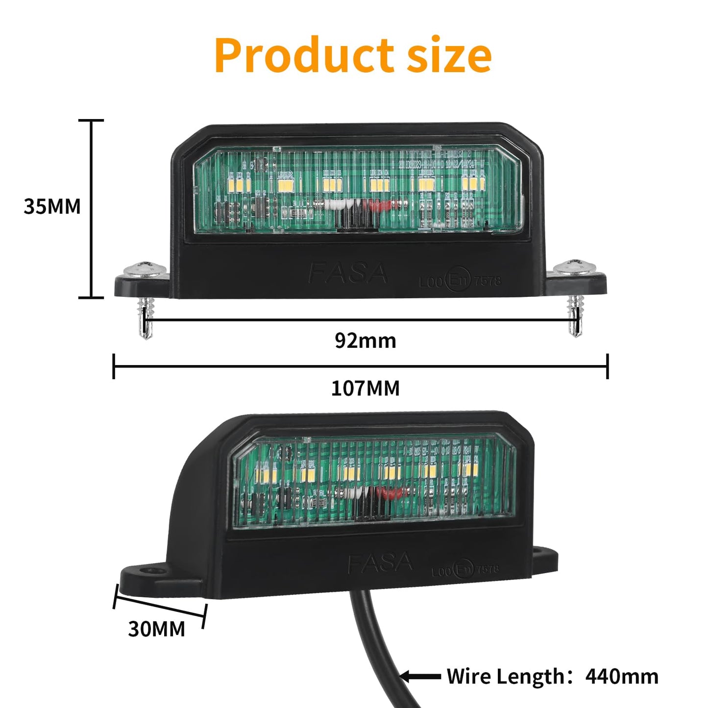 AOHEWEI 2 x LED License Plate Lights Rear License Plate Lights 12~24V Waterproof Perfect For Truck Or Boat