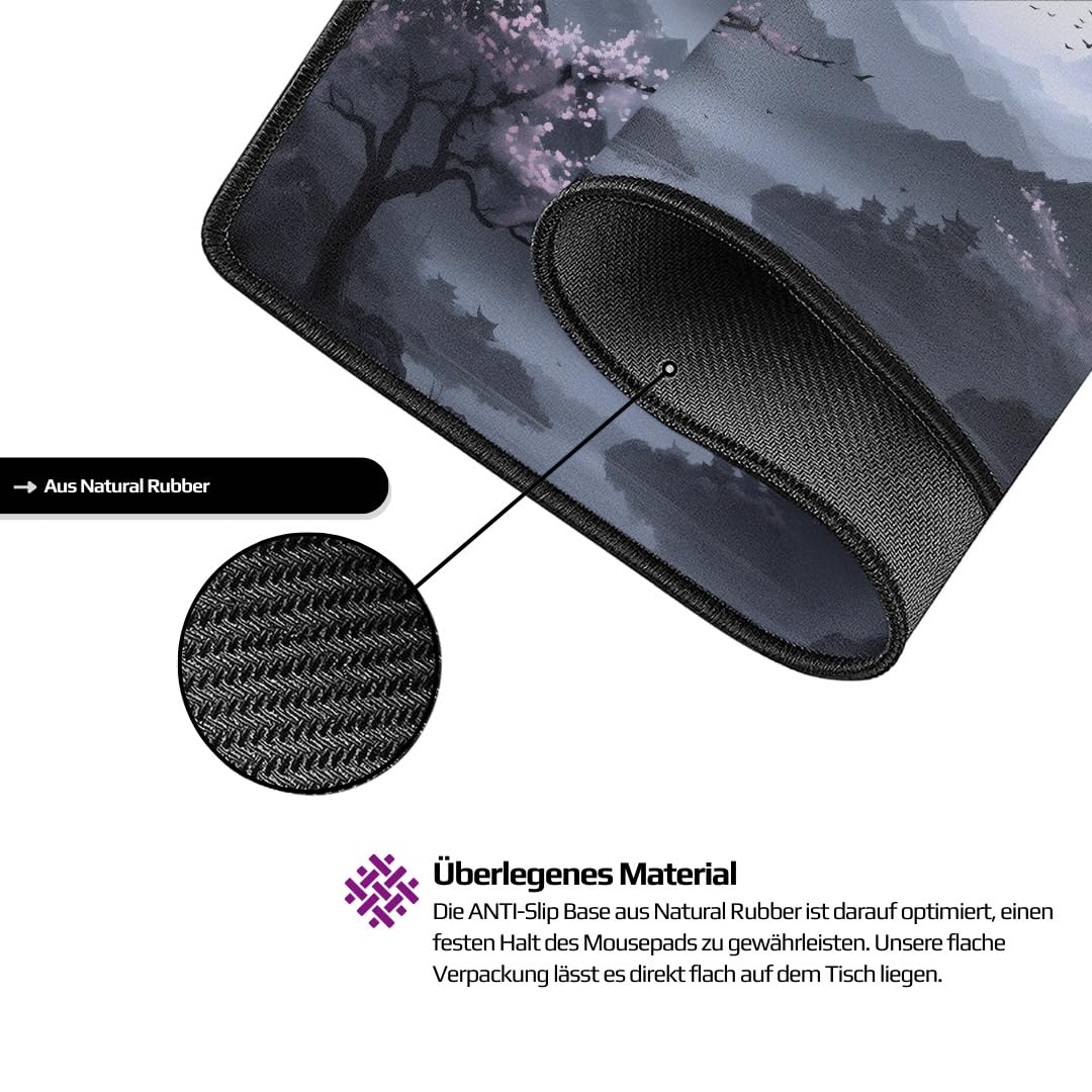 Nyfter - Premium Sakura V3 Gaming Mousepad XXL, 900x500mm, wave-free with extra stitched edges.