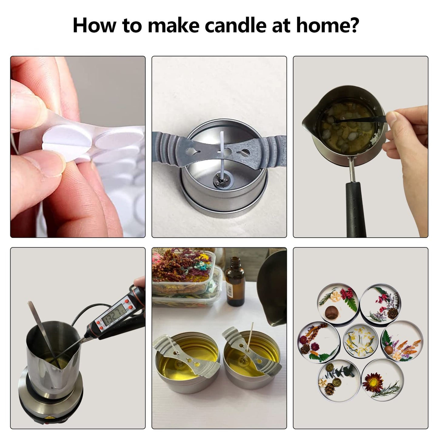 Candle Making Kit + Wax Melter Electric Heating Plate, DIY Candle Making Set, Scented Candle Gifts Set with Digital Thermometer, 100 * Candle Wicks, Centering Devices for Candles