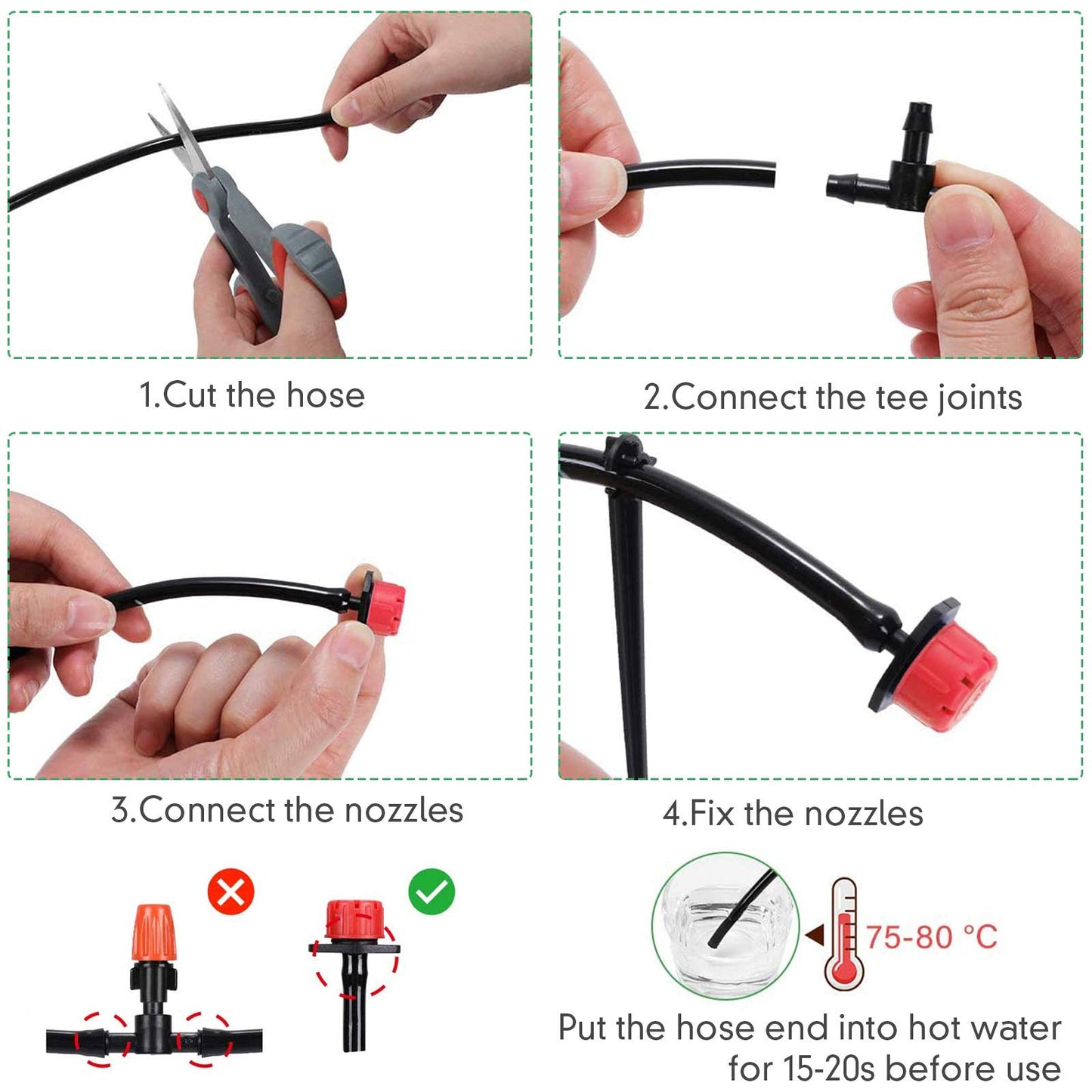 ANJUN 50m Garden Irrigation System, 200 Pcs Garden Irrigation Kit, Automatic Drip Irrigation Garden Misting Cooling System for Landscape, Flower Bed, and Patio Plants (50M)