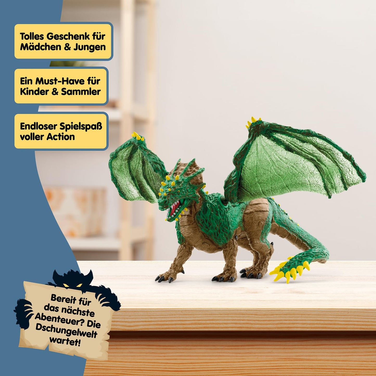 SCHLEICH ELDRADOR Creatures | Jungle Dragon 70791 | detailed monster figurine with movable wings | great gift for girls and boys | toy for ages 7+ | 28 x 17 x 11 cm