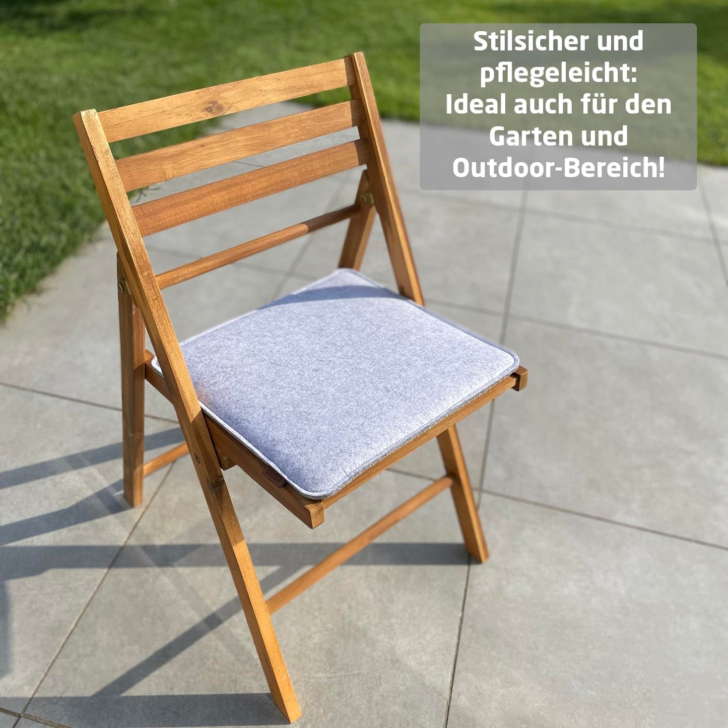 Miqio Design felt seat cushions rectangular with anti-slip knobs | 35cm | 4-pack | Indoor and outdoor | Sustainable made from recycled PET bottles | Washable chair cushions non-slip | Light grey