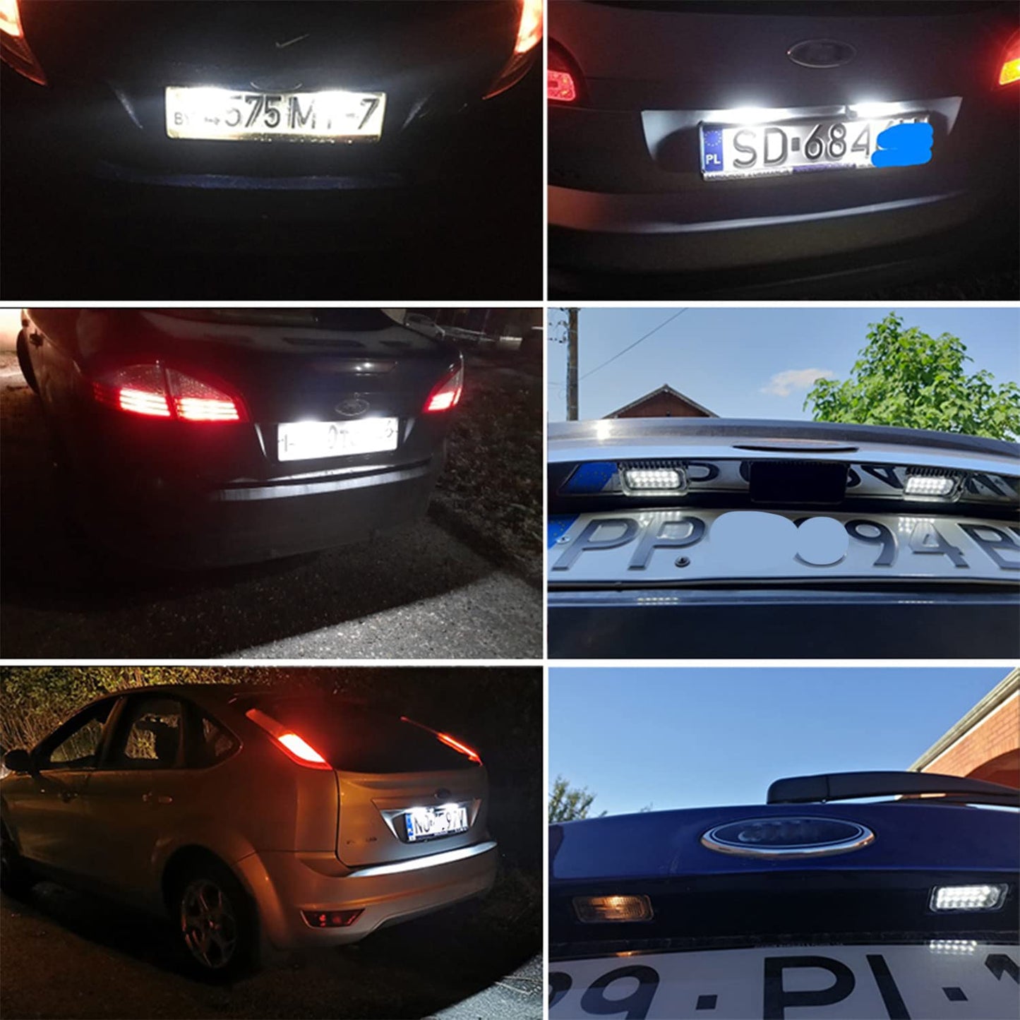 2 pieces of LED license plate lights, replacement for Ford Fiesta, Focus, S-MAX, C-MAX, Mondeo, Kuga, Galaxy, Jaguar XJ