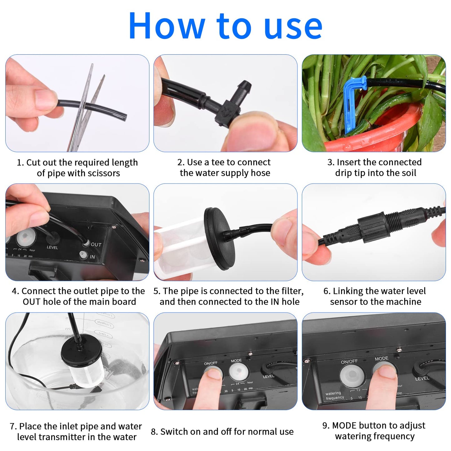Solar automatic irrigation system set, Automatic garden irrigation system with 15 m hose for outdoor garden and balcony potted plants, vegetables.