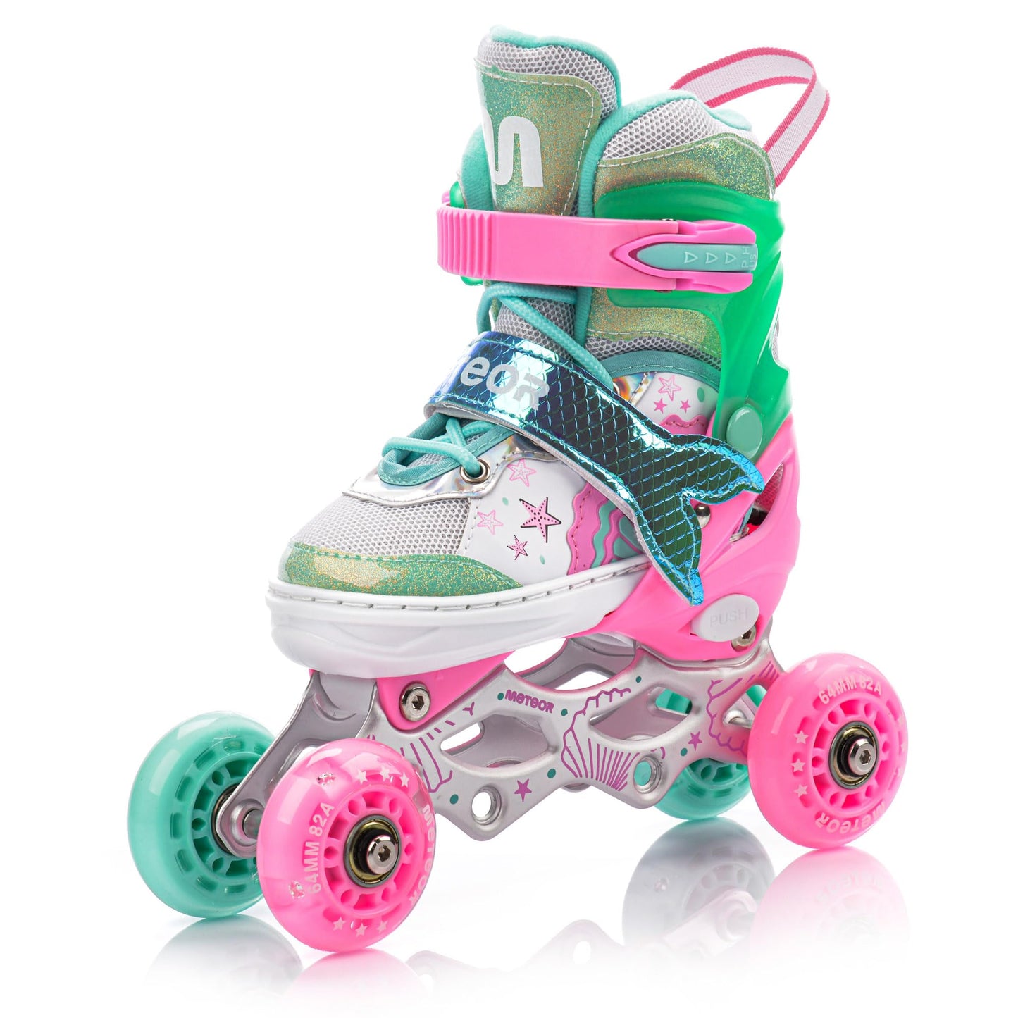meteor® Inline Skates 4in1 Children's Inline Skates Roller Skates Roller Blades Quad Skates Carbon Children's Adjustable Skate Big Wheels