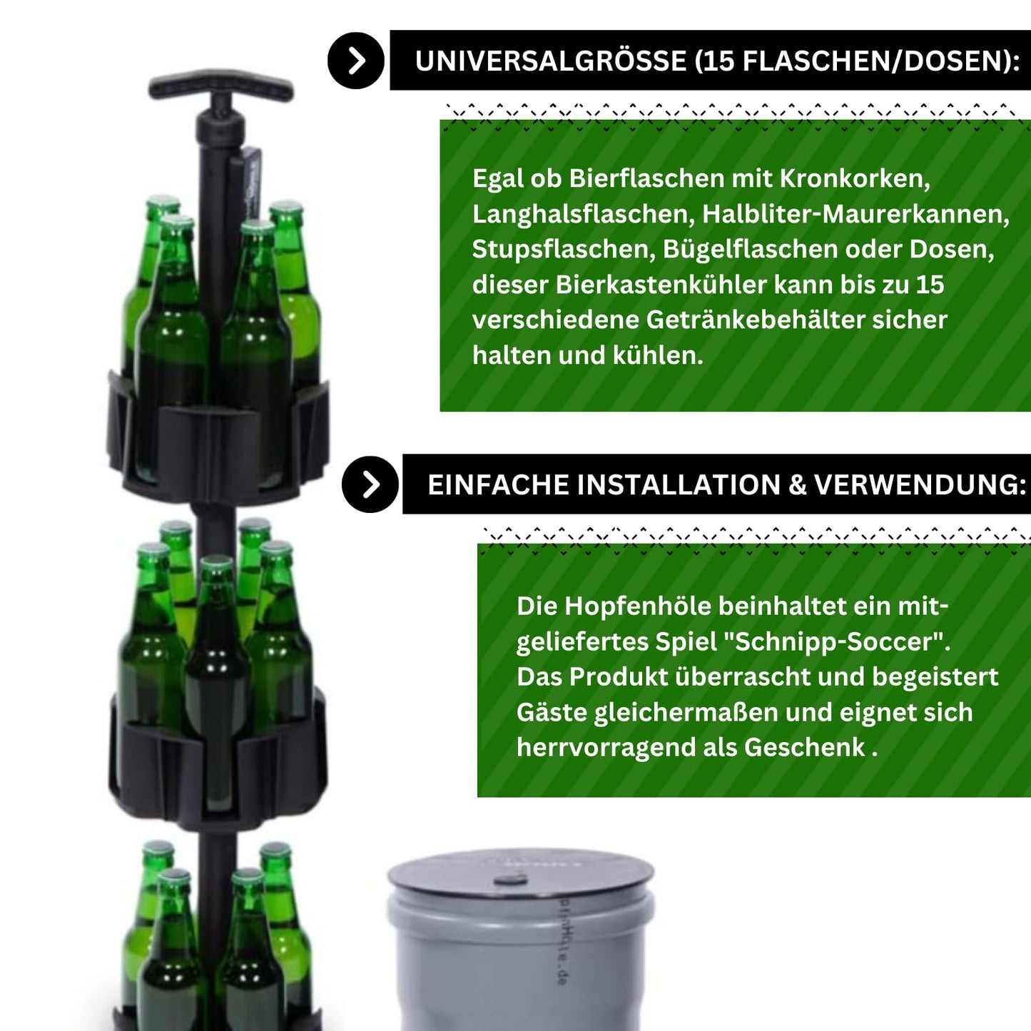HopfenHöhle - The Original! (No elevator) I Outdoor Ground Beer Cooler I Up to 15 Different Bottles (0.33/0.5 l) I Easy Installation I Robust Materials I Incl. Game