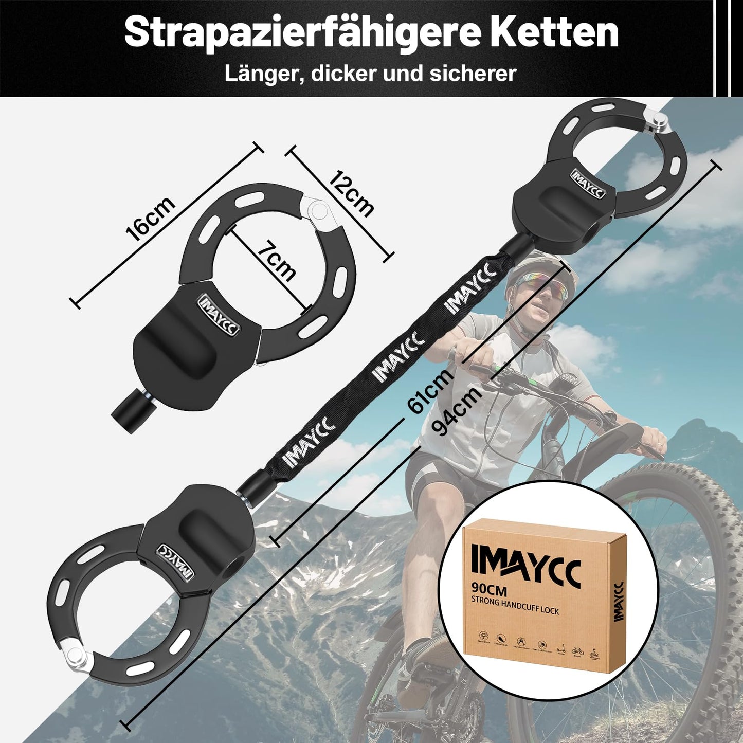 IMAYCC Electric Scooter Lock, Lock for E Scooter, Anti-theft Handcuff Lock, High Security Bike Lock for E Scooter, Scooter, Segway, Ninebot, Xiaomi, NIU, and Roller Lock.