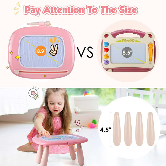 Smasiagon Magnetic Drawing Board for Kids, Colorful Erasable Magnet Drawing Board with Legs for Toddler Toy from 1 2 3 Years Girls Gift (Light Pink)