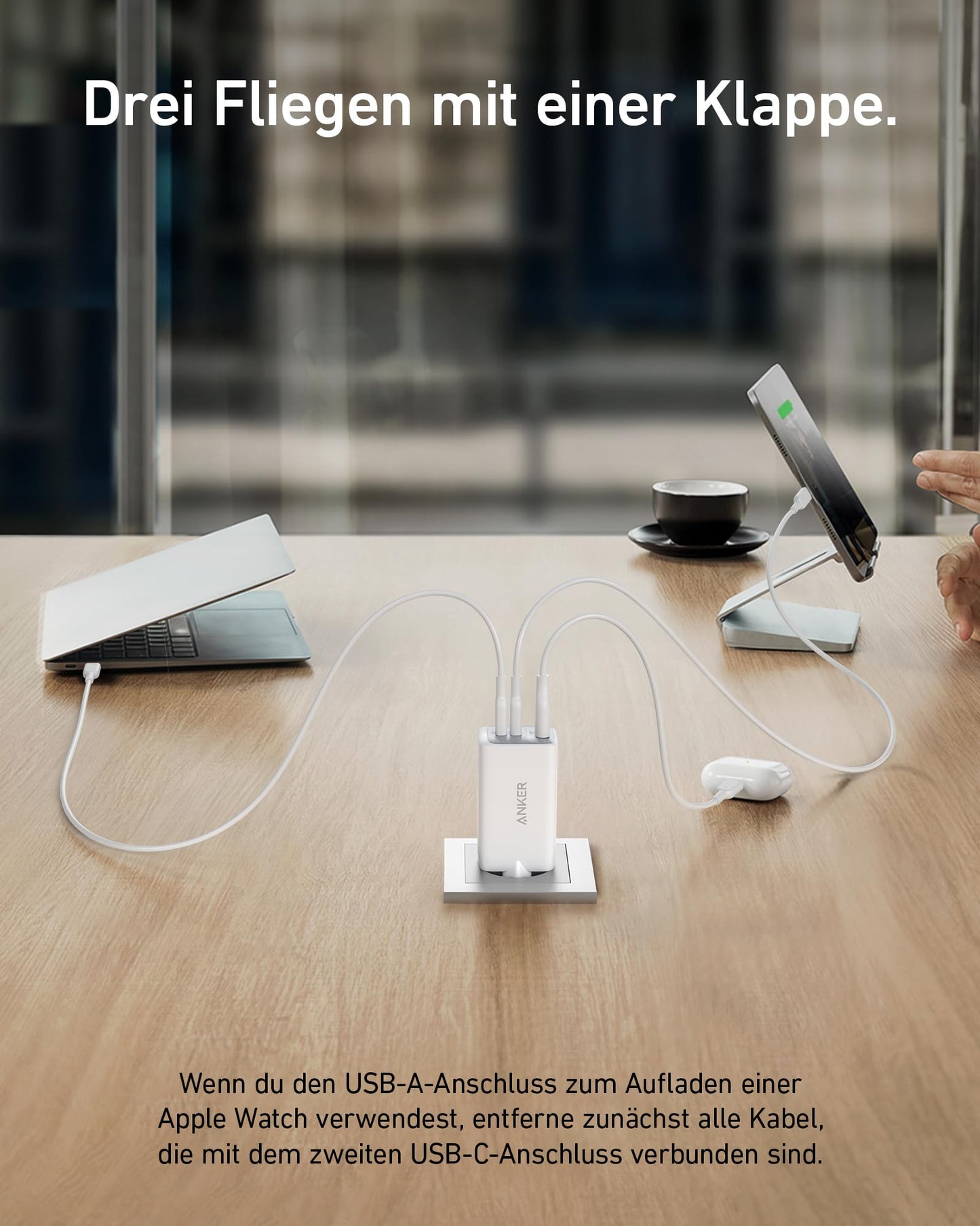 Anchor USB C Charger (Nano II 65W) Pod 3-Port PPS Fast Charger, iPad Charger, Compact USB-C Adapter for MacBook Pro, iPad Pro, Galaxy S20, Dell XPS 13, Note 20, iPhone 16/15, Pixel