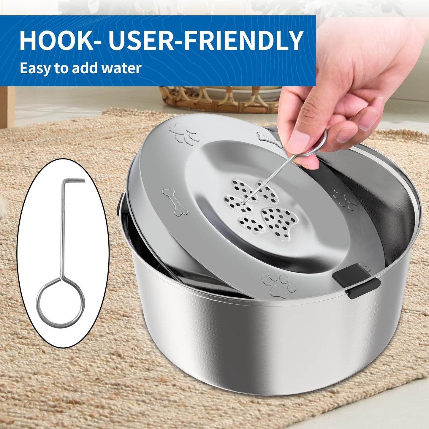 RYAKKA 3L Anti-Gulp Water Bowl for Dogs - Stainless Steel Drinking Bowl for Travel | Anti-Drool | Slow Feeder Travel Bowls for Medium & Sloppy Dogs