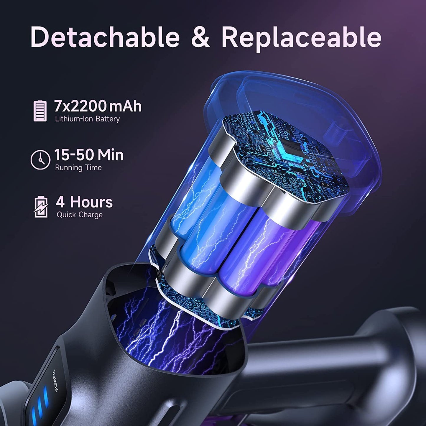 Lubluelu 25000Pa Battery Vacuum | Cordless Vacuum Suction Power | 25.9V Cordless Vacuum | 50Min Runtime | 120,000RPM | Vacuum for Pet Hair, Carpet & Hard Floors