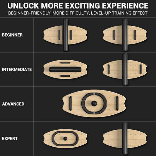 Wooden Balance Board, Sportneer Indoor Board Skateboard, Indoor Surfboard Trickboard, and Balance Board for kids and adults.