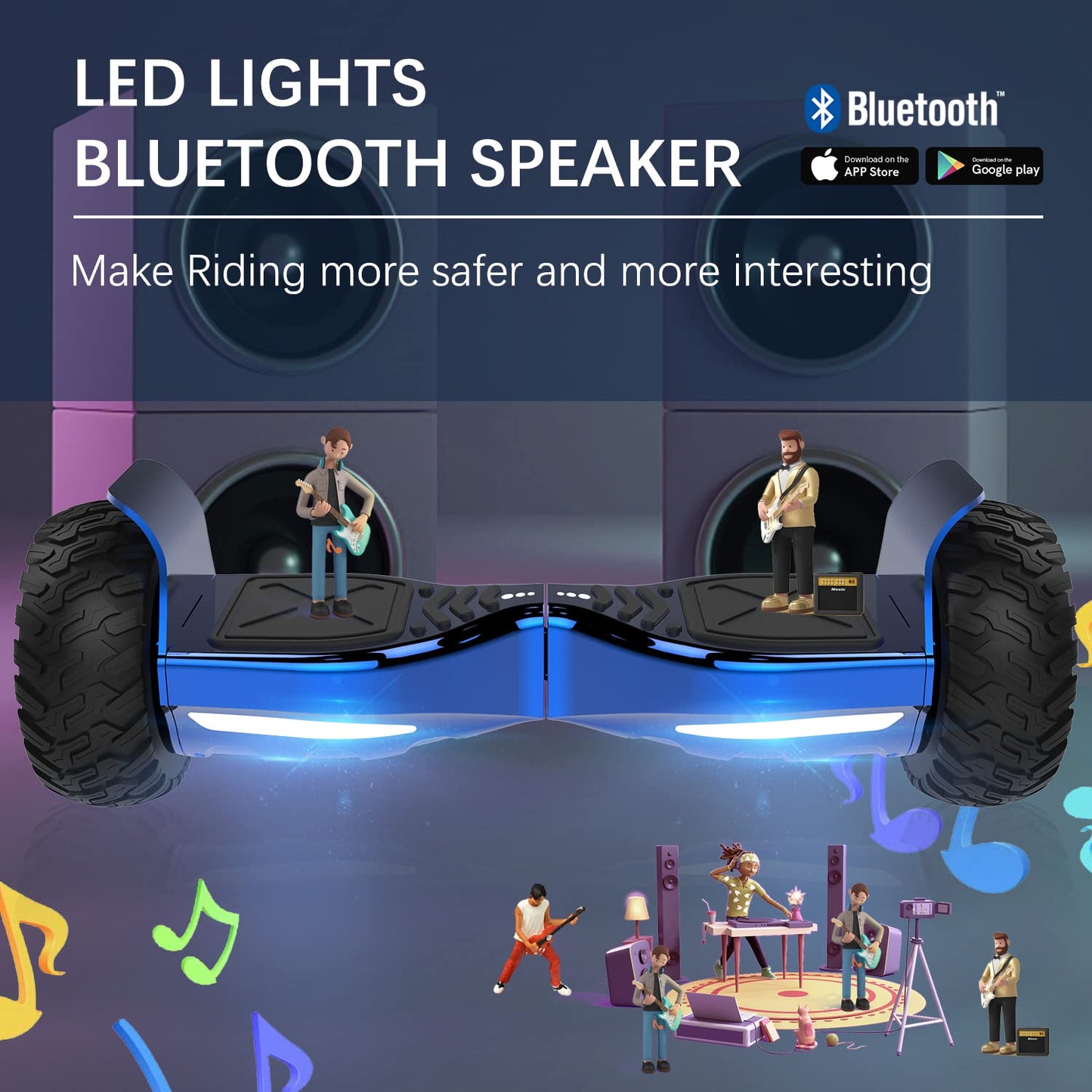 RCB Hoverboards SUV with Seat Hoverboards Off-Road, App-enabled Bluetooth Hoverboards, 8.5'' Hummer + Hoverkart Go Kart for Self Balancing hoverboards, Gift for Kids