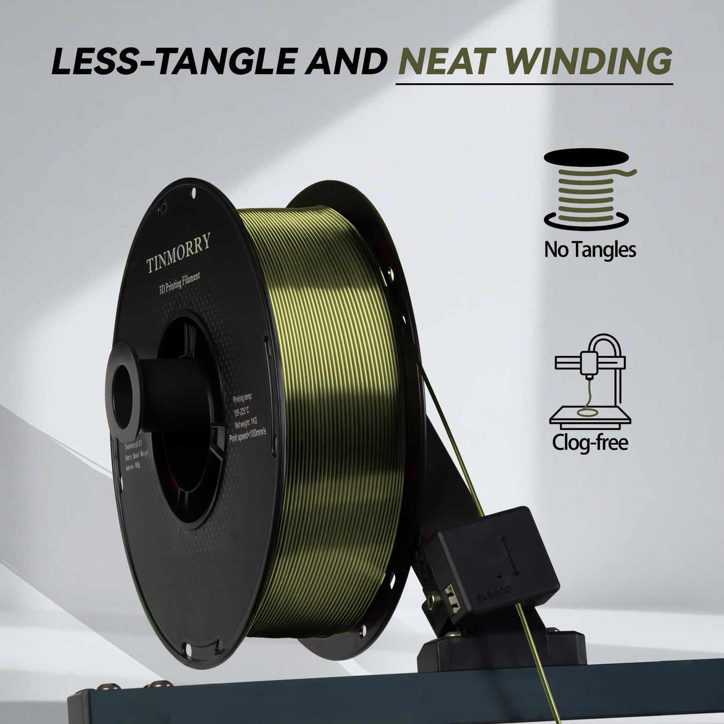 Silk PLA Filament 1.75mm, TINMORRY 3D Printer Filament, 1 kg, 1 Spool, Silk Bronze