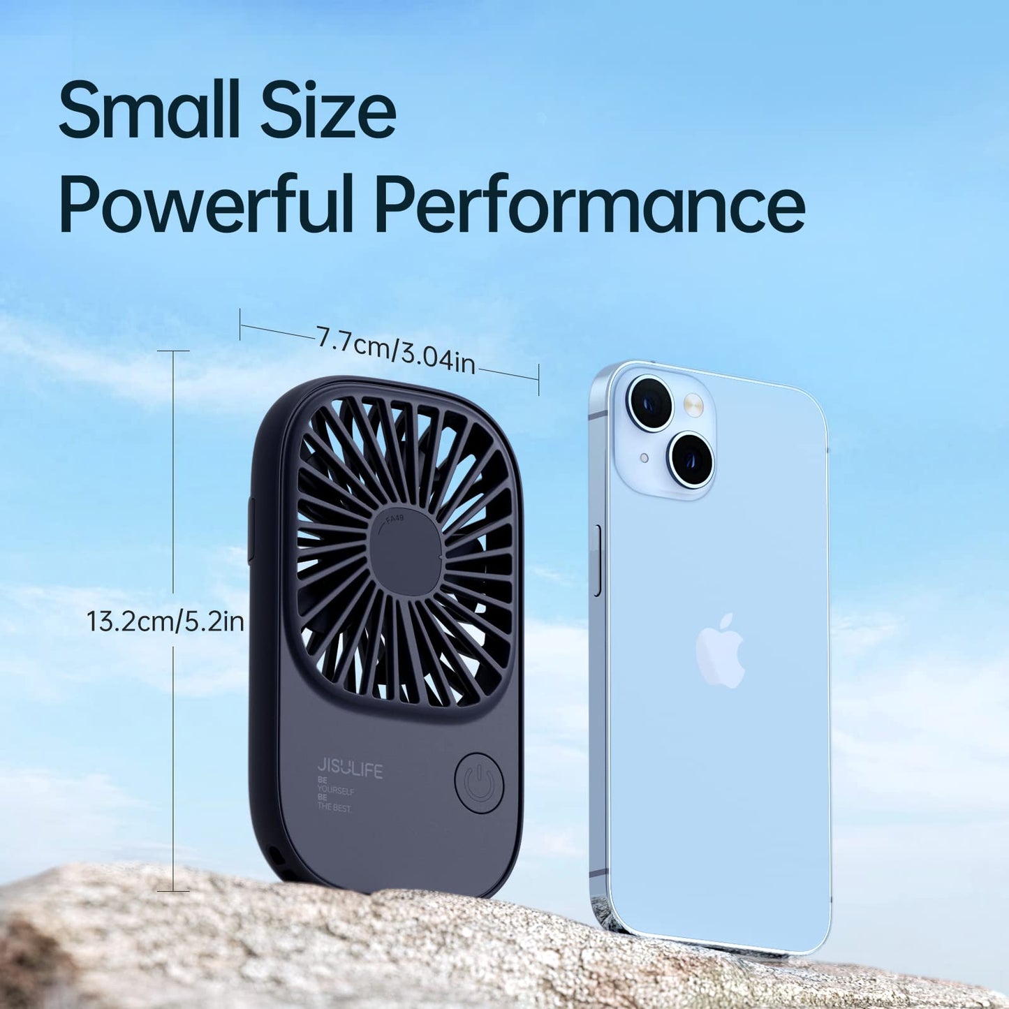 JISULIFE Handheld Fan Mini Fan, Small Portable Fan with Stand, Rechargeable USB Eyelash Fan with 3 speeds, Makeup Fan for Office Outdoor Blue