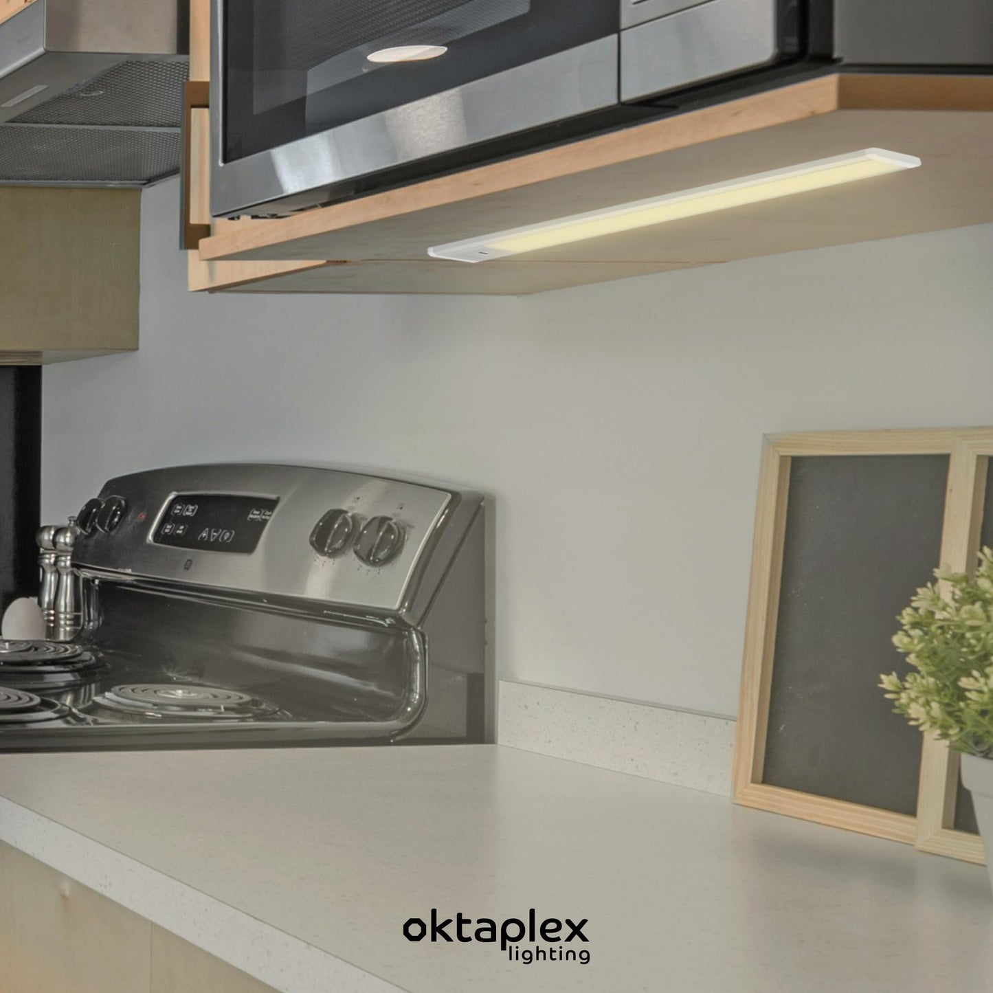 Octaplex Riva LED under cabinet light flat dimmable warm white 57.5cm kitchen lighting with sensor 690lm under cabinet light 10W 230V silver